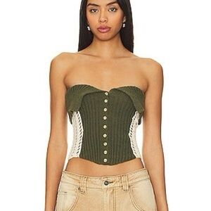 Jaded London Olive Green Strapless Corset Top Size XS